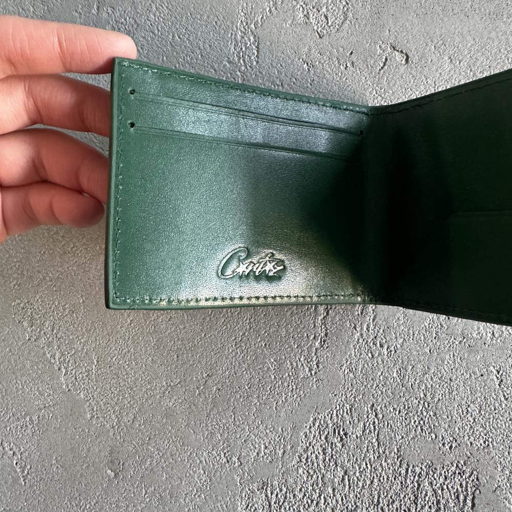 100% genuine leather card holder-green