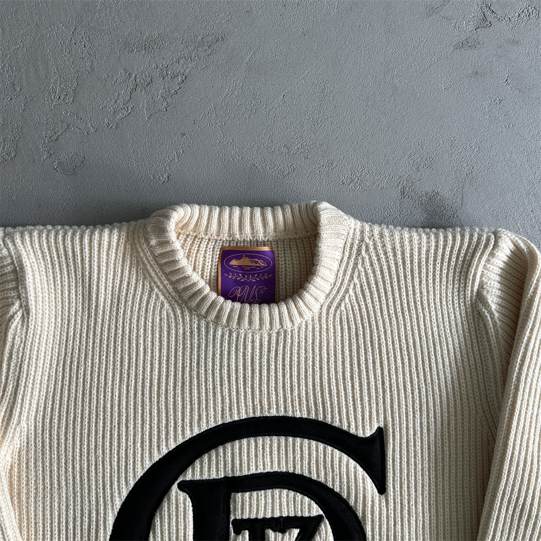 st knit sweater -White