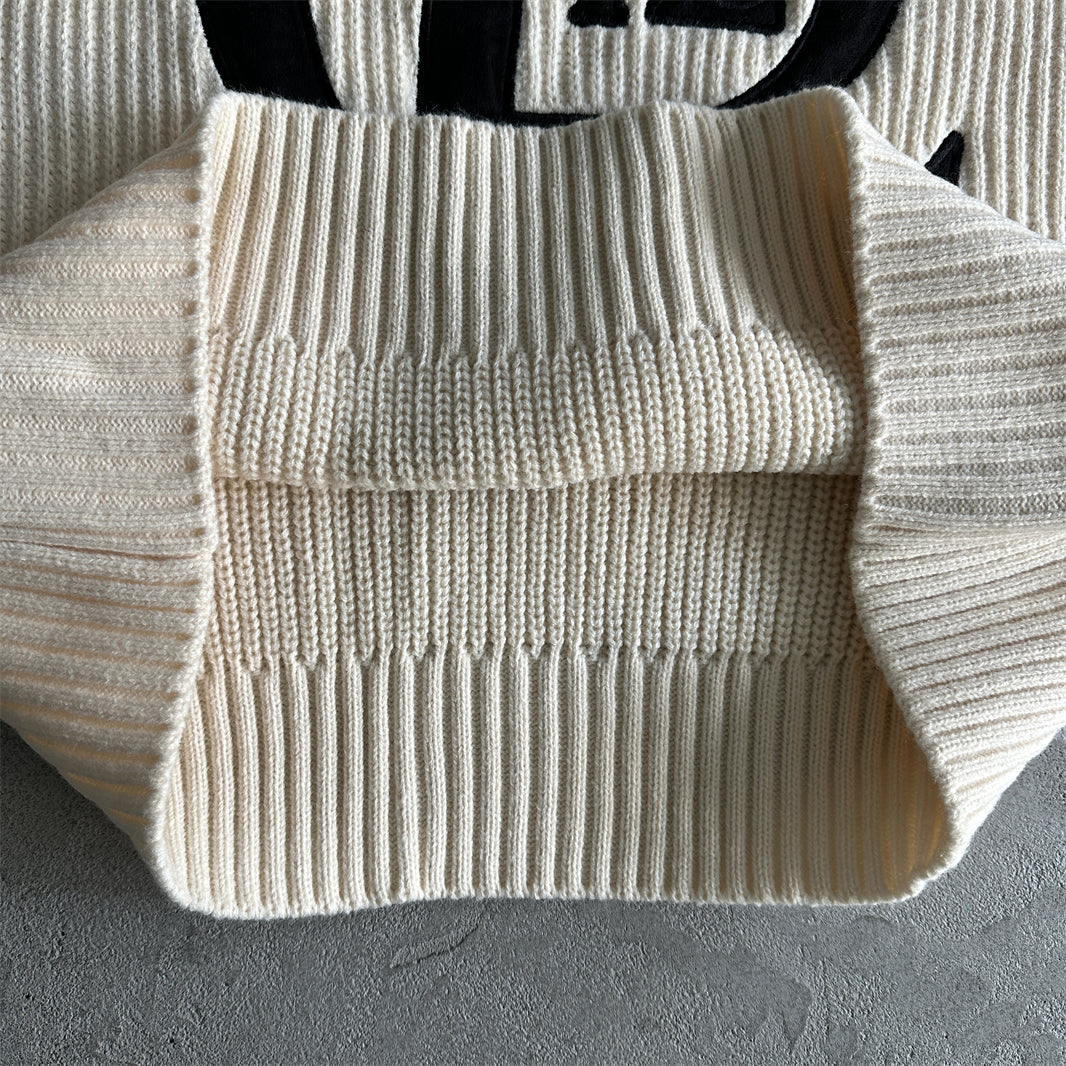 st knit sweater -White