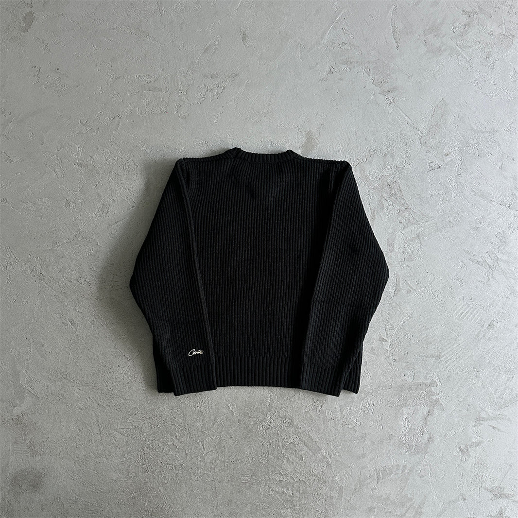 st knit sweater -black