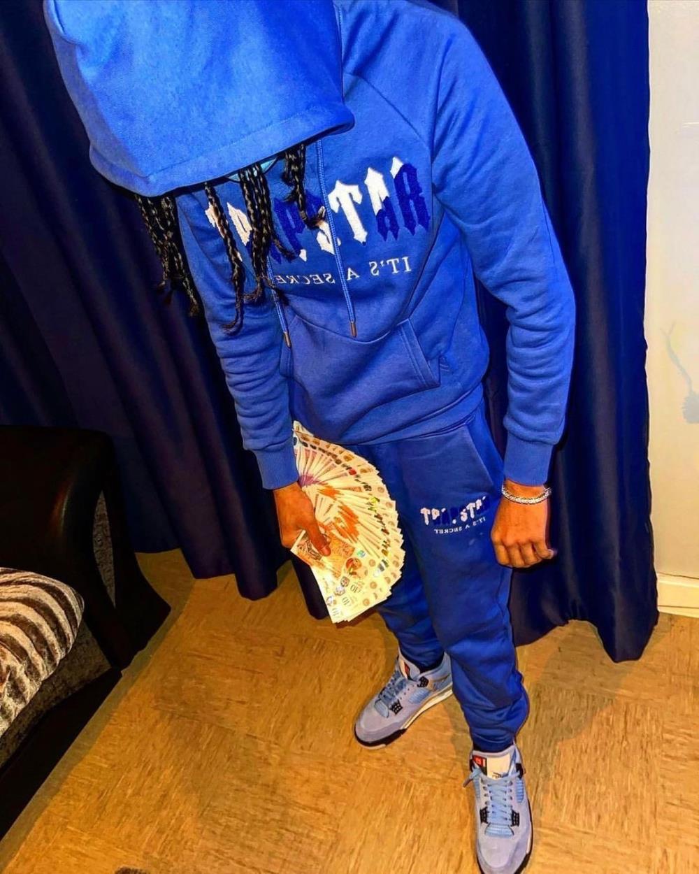 CHENILLE DECODED HOODED TRACKSUIT - DAZZLING BLUE/WHITE