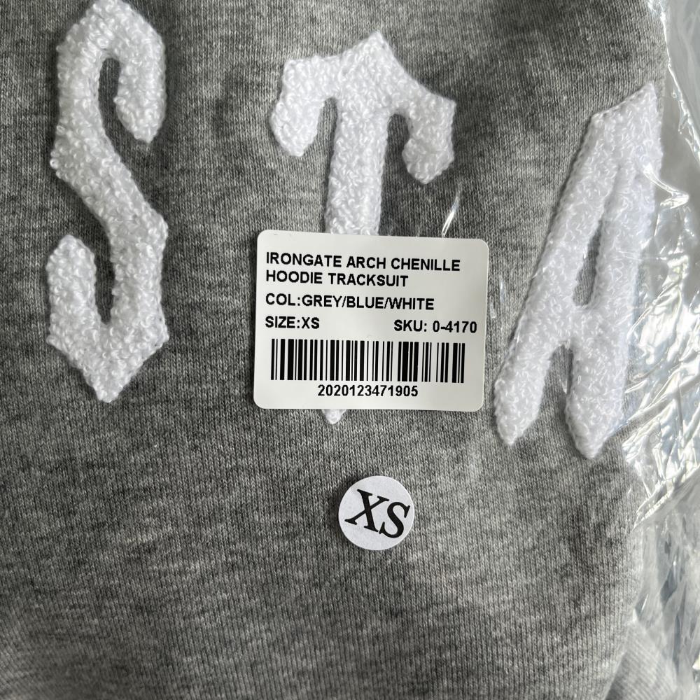 IRONGATE CHENILLE AECH HOODIE TRACKSUIT-GREY/BLUE/WHITE