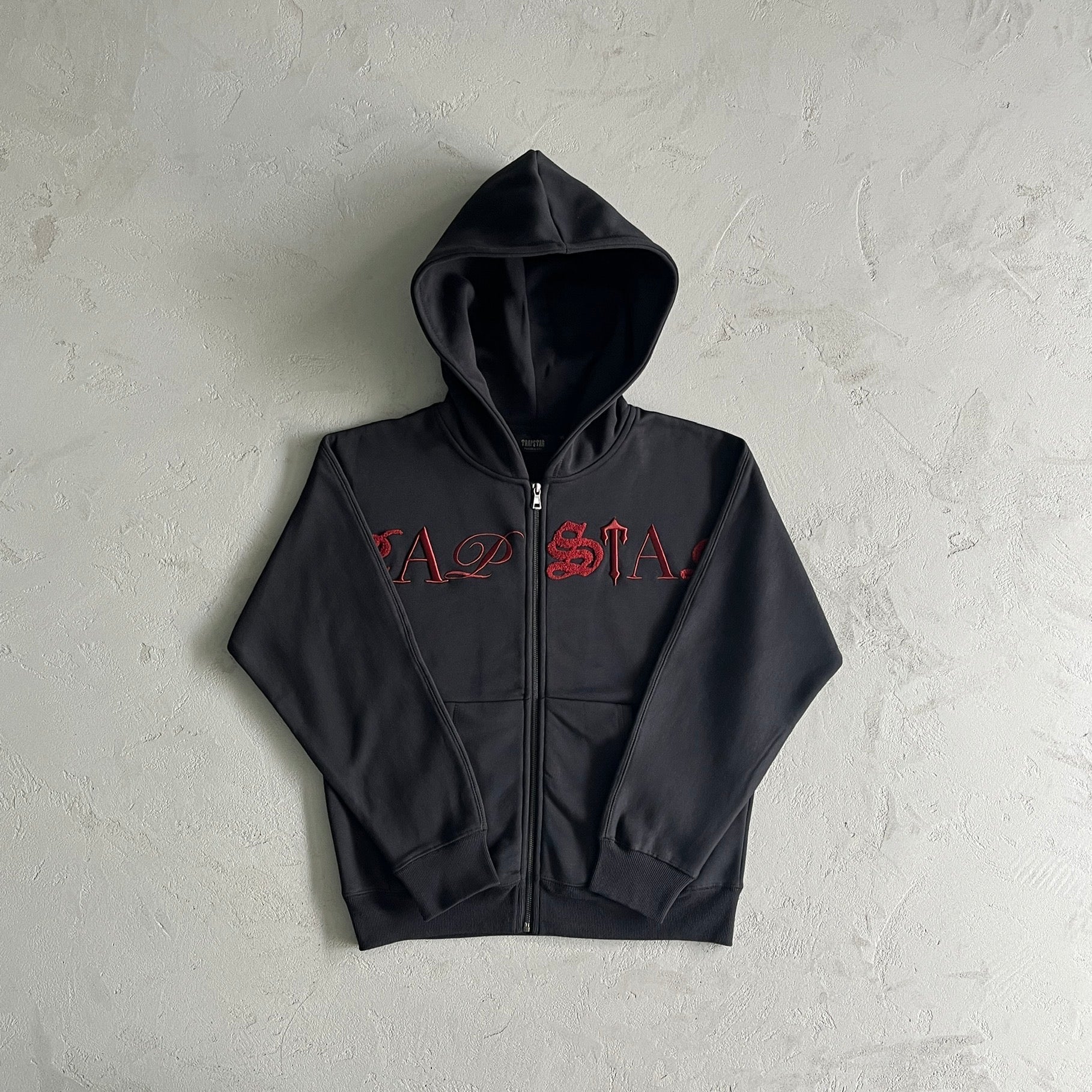 SCRIP ZIP-THOUGH HOODIE TRACKSUIT-BLACK /ZINFANDEL