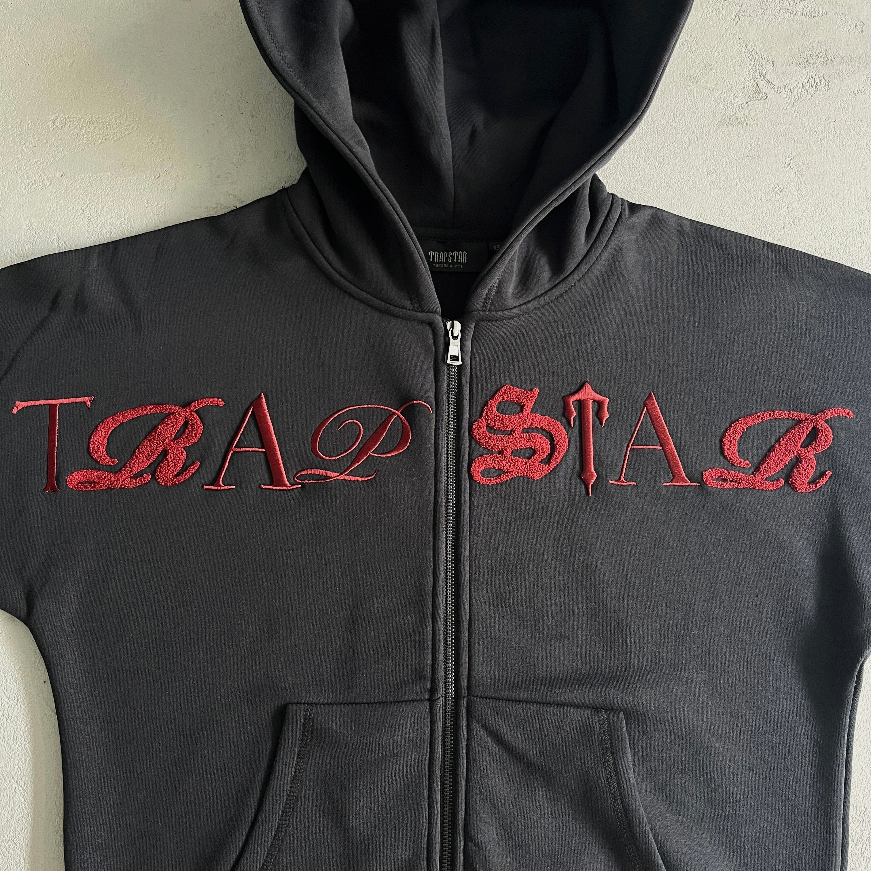 SCRIP ZIP-THOUGH HOODIE TRACKSUIT-BLACK /ZINFANDEL