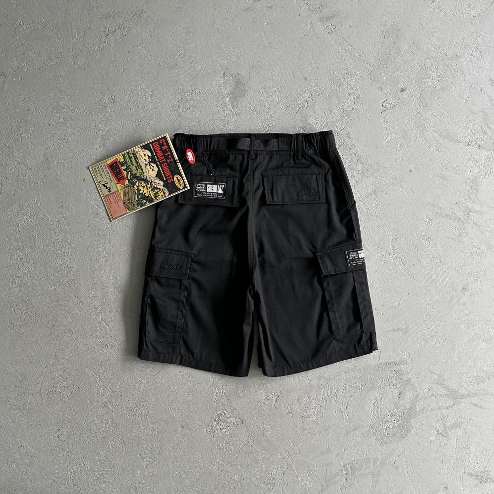 black cargo shorts