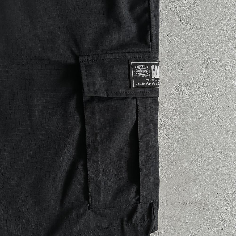 black cargo shorts