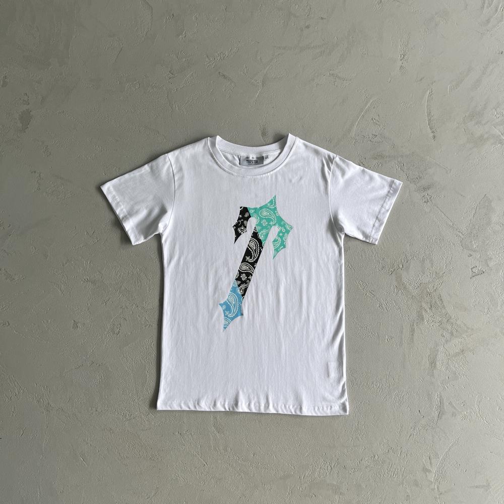 irongate palsley tee-whiteteal white